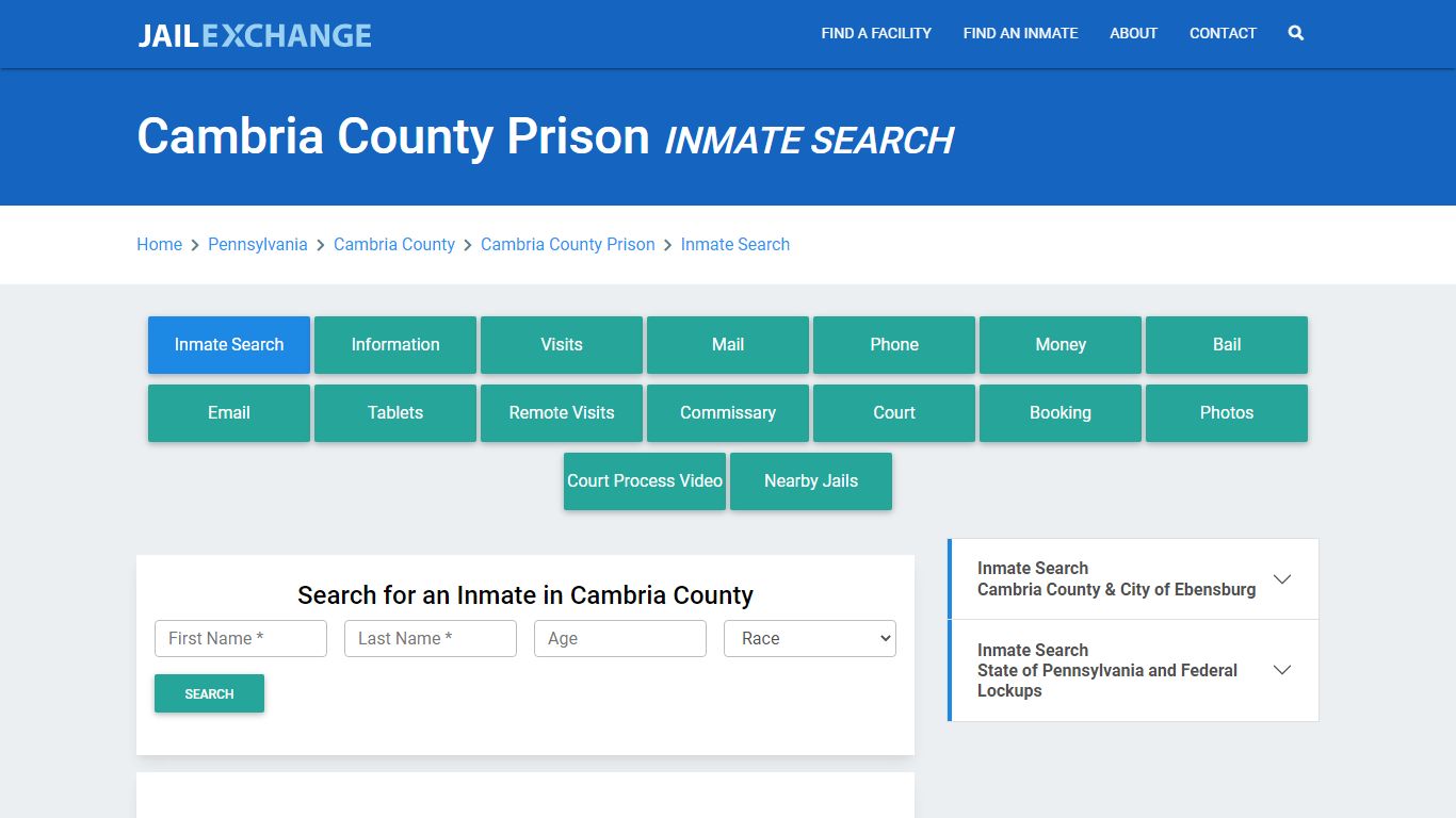 Cambria County Prison, PA Inmate Search: Roster & Mugshots - Jail Exchange