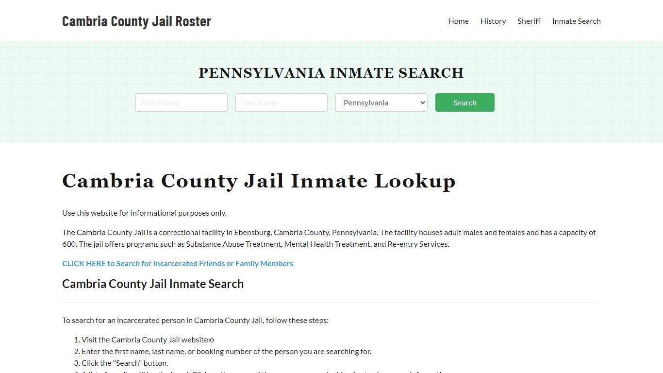 Cambria County Jail Roster Lookup, PA, Inmate Search